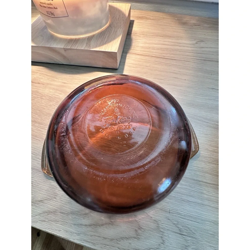 Vintage! Fire King Anchor Hocking #472 Amber Brown Baking Casserole Dish w/Lid‎